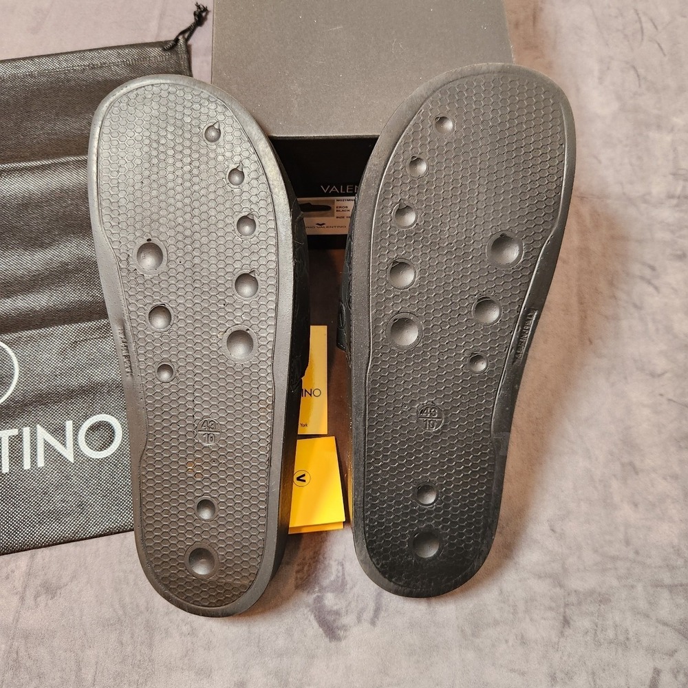 Mario Valentino Eros Black Logo Slide Sandals Size 10 NIB Made in Italy - Picture 7 of 9